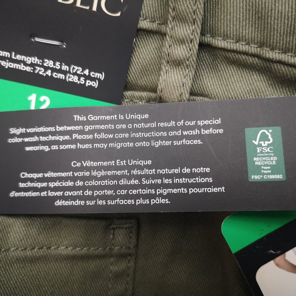 NWT Banana Republic Lades Size 12 Army Green Zipper & Button Closure Chino Pants - Picture 10 of 15